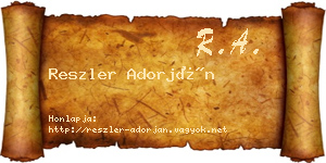 Reszler Adorján névjegykártya